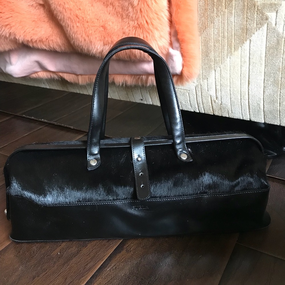 Vintage Furla Black Leather Bag